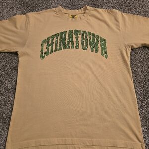 Vintage Chinatown Market Tan T-Shirt with Green Print